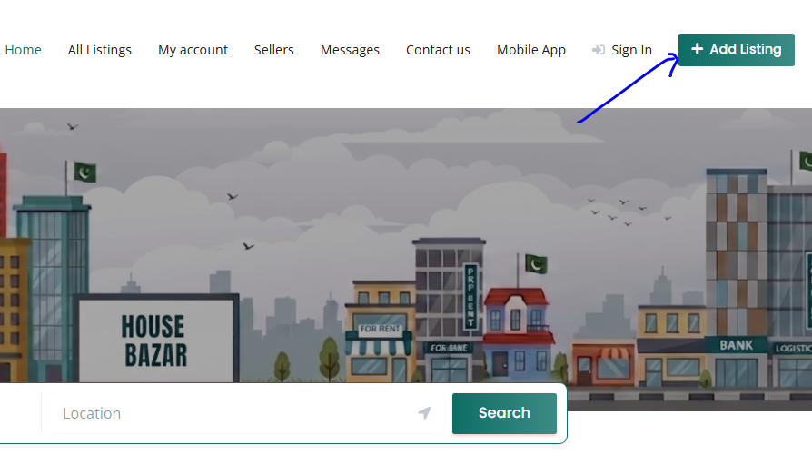 Click on "Add Listing" button