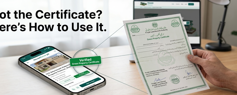 What to do after getting Green Property Certificate from punjab government or Pakistan Land Record Authority?