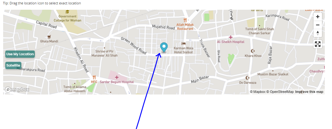 Then Drag the Blue Location Pin on the map to exactly select your property and drop the pin there