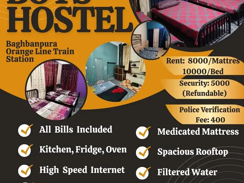 The Residence Boys Hostel Near UET, Baghbanpura Orange Line Train Stn