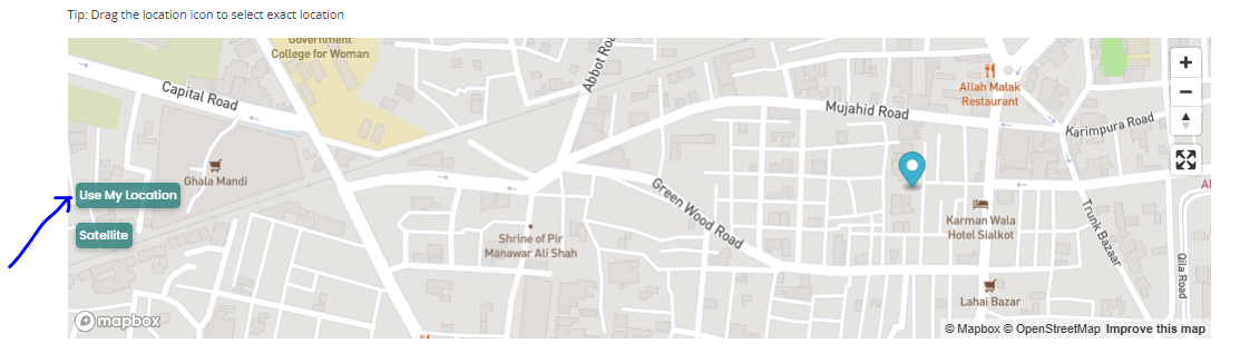 Set Your Exact Location pin on the Map