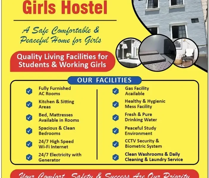 Girls hostel rooms for rent , brand new all facilities near UCP